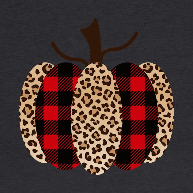 Fall Pumpkin with Red and Black Plaid and Leopard Print by Unified by Design